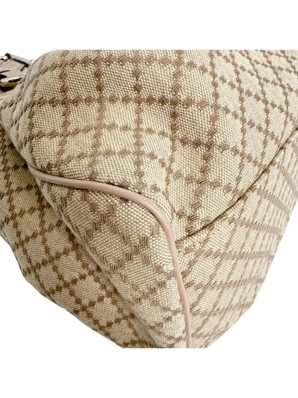 Gucci Diamante Canvas Handbag Tote Beige Brown